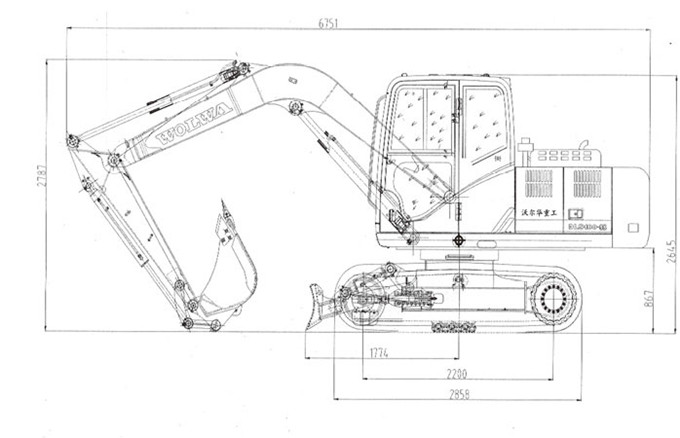 沃尔华DLS100-9B 9吨履带式液压挖掘机外形尺寸