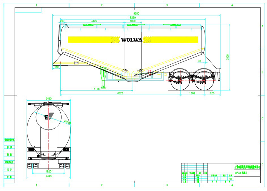 Bulk cement tank semi trailer